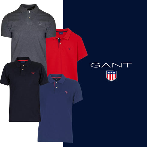 Gant Polo Shirt גאנט חולצת צווארון צבע אפור